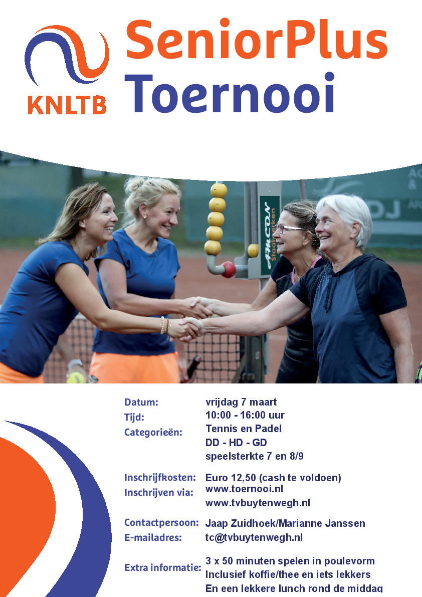 50+ Tennis- & Padeltoernooi op VRIJDAG 7 maart 2025