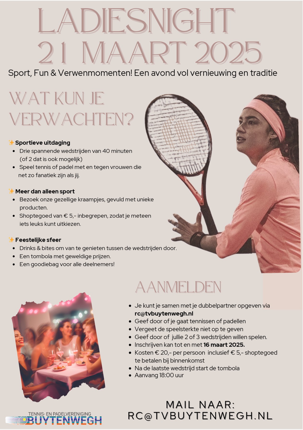 LadiesNight vrijdag 21 Maart bij TP Buytenwegh