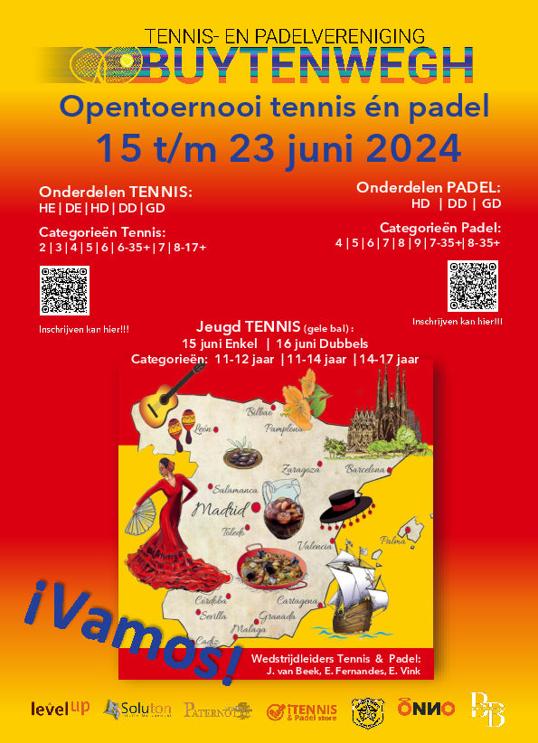 15 t/m 23 juni het TP BUYTENWEGH OPEN TENNIS- & PADEL- Toernooi