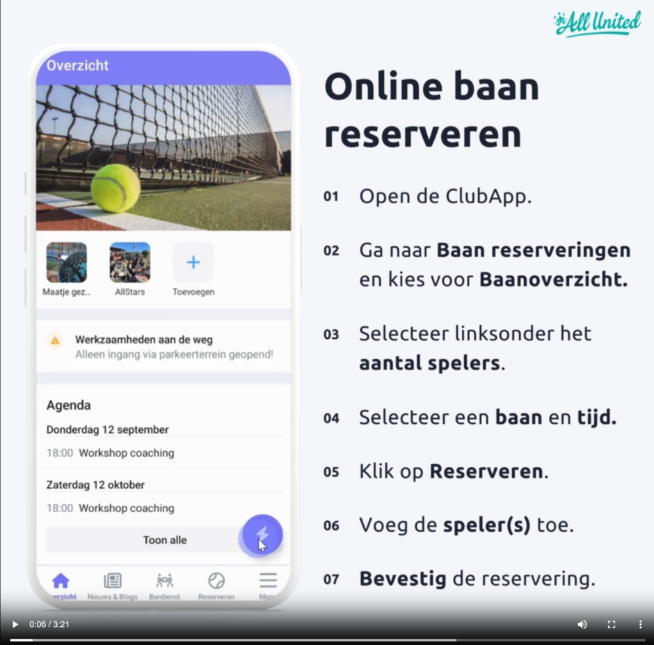 Baan reserveren? Samen komen we er uit is fijn!