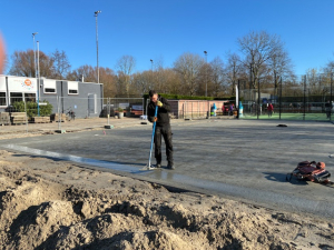 vezelbeton laag is gestort